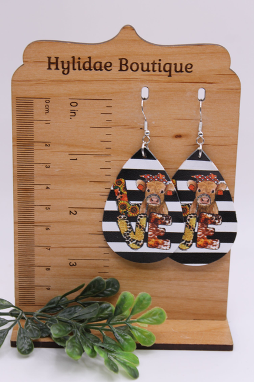 Cow LOVE Teardrop - Double Sided || Dangle Earrings Cow LOVE Teardrop - Double Sided || Dangle Earrings