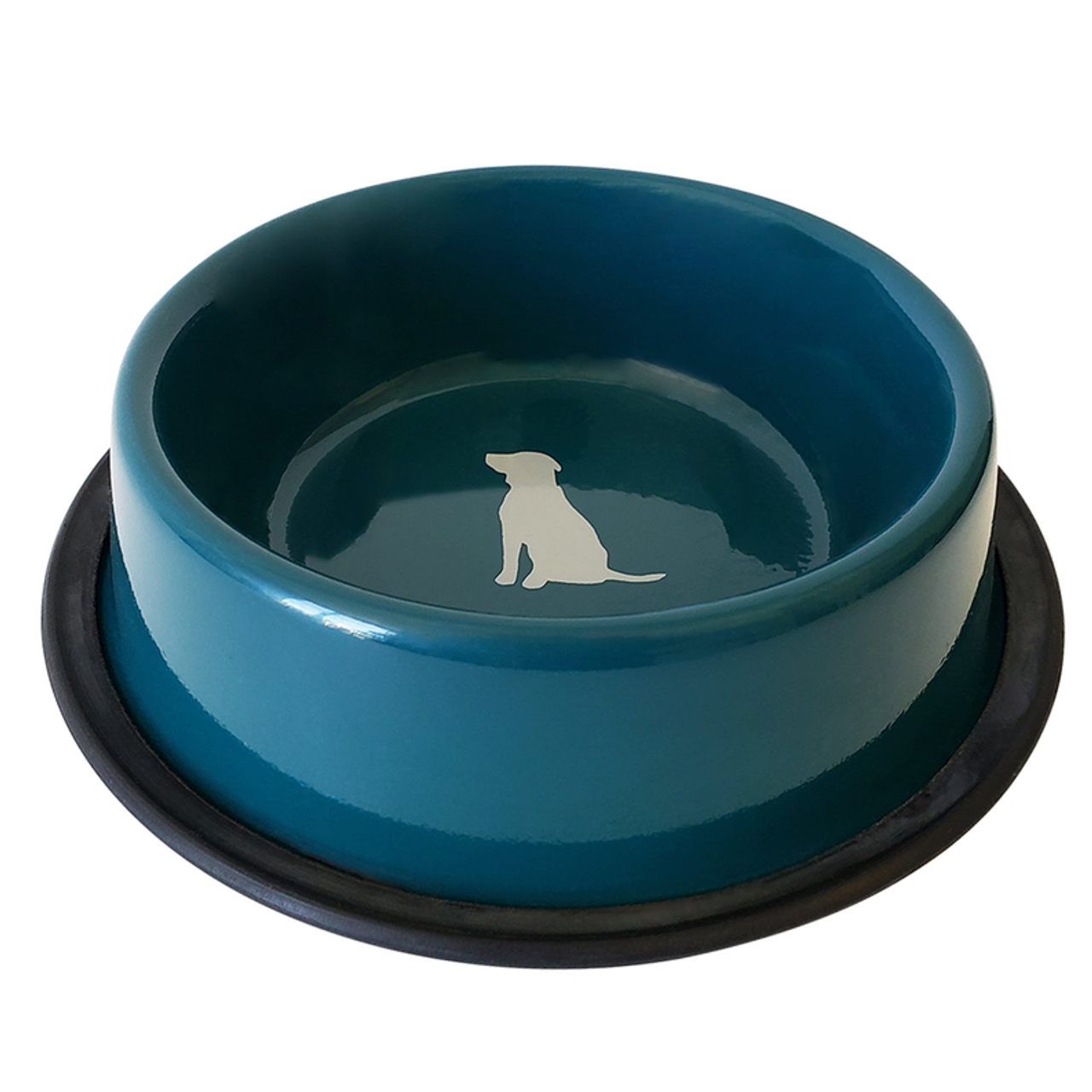 Nonskid Dog Bowl with Cool Gray Dog Silhouette - S001811B002761P000129V003
