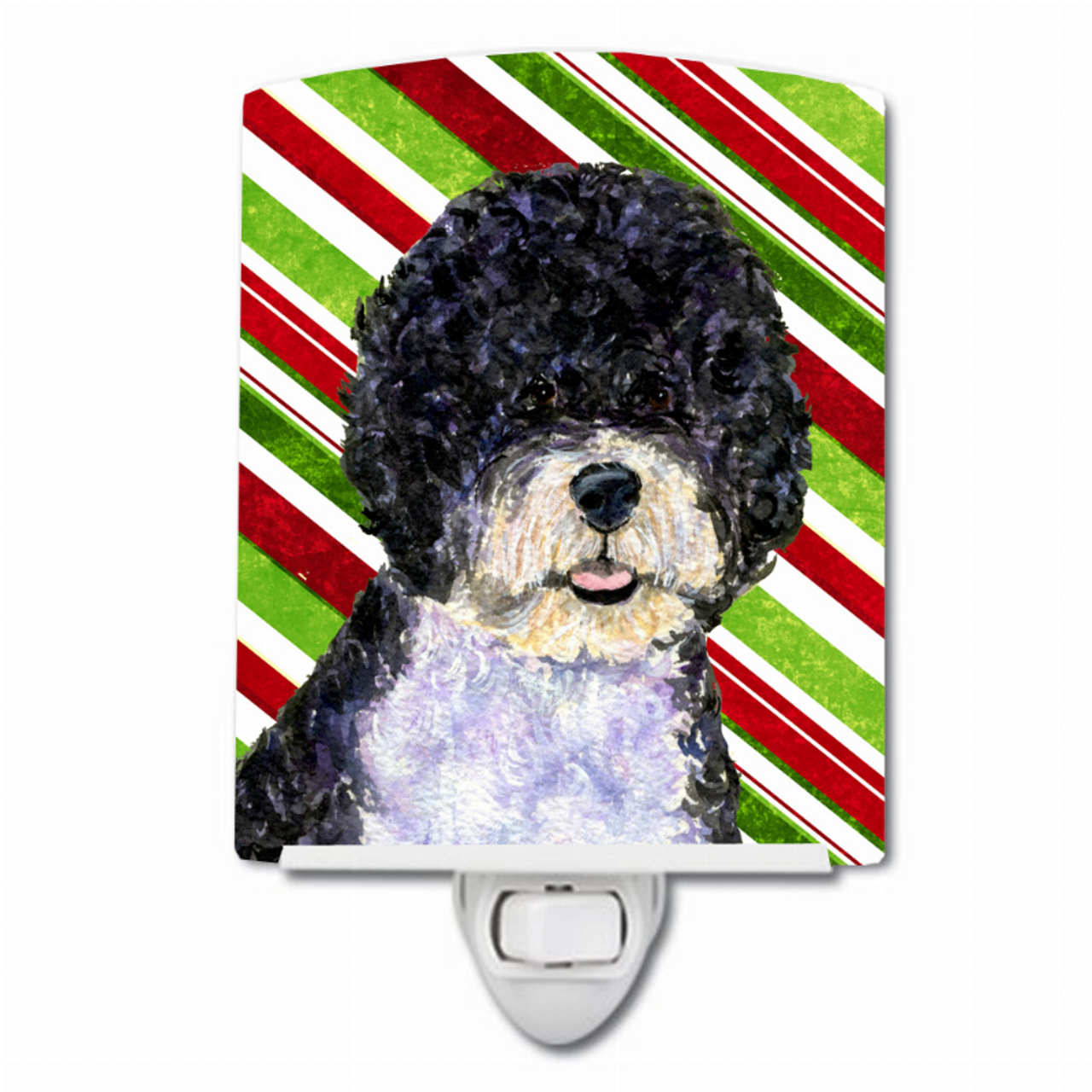 Candy Cane Holiday Christmas Dog Art Ceramic Night Light - SS4559CNL