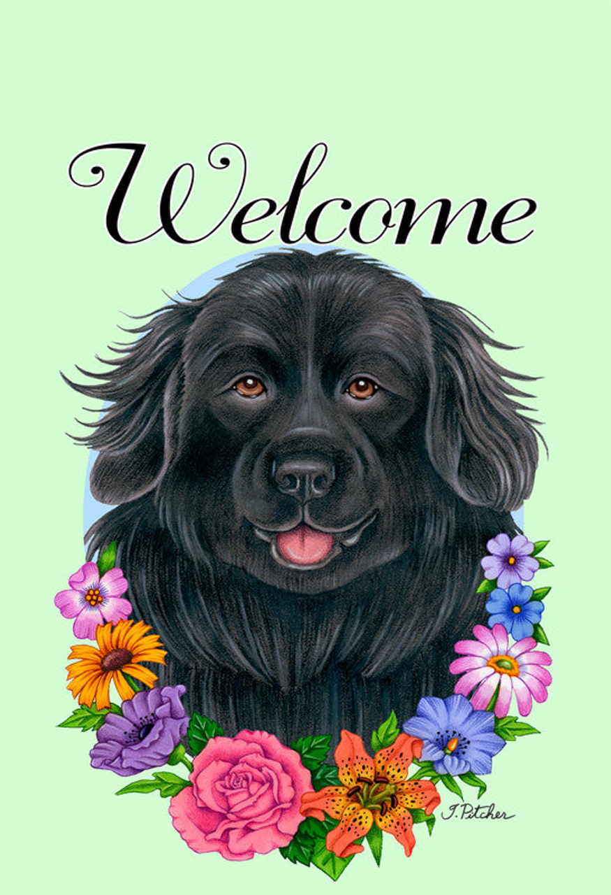 Newfoundland- Best of Breed Welcome Flowers Garden Flag