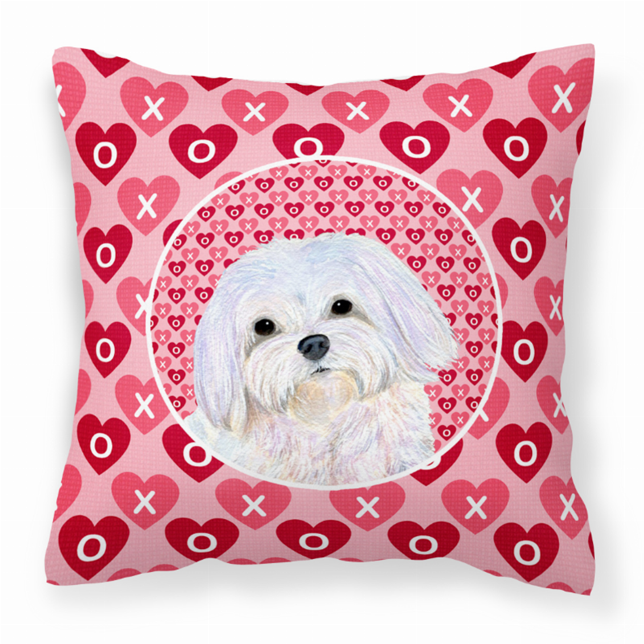 Hearts Love and Valentine's Day Dog Portrait Fabric Decorative Pillow - S000213B001695P068569V000