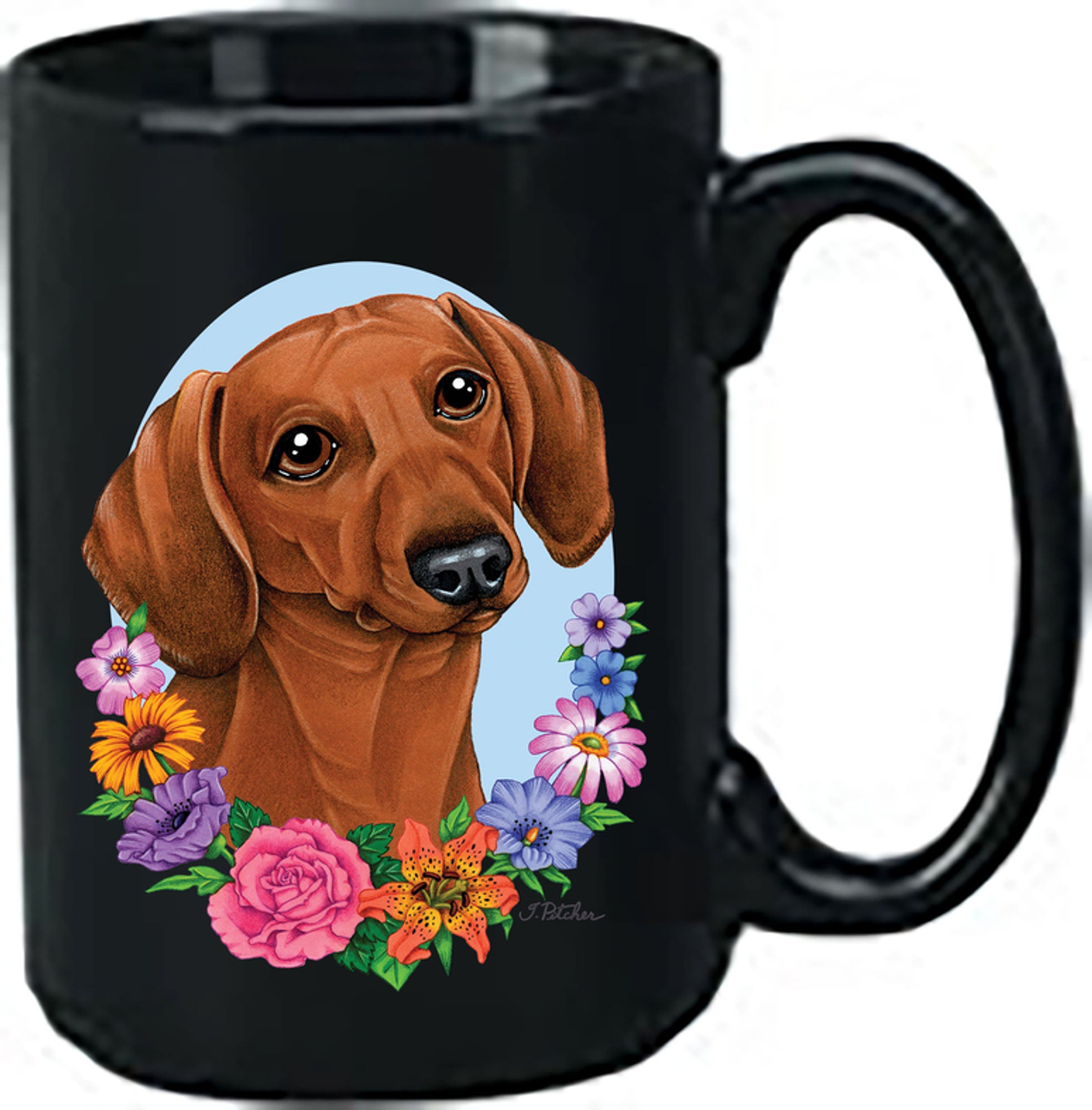 Dachshund  Red - Best of Breed Ceramic 15oz Coffee Black Mug