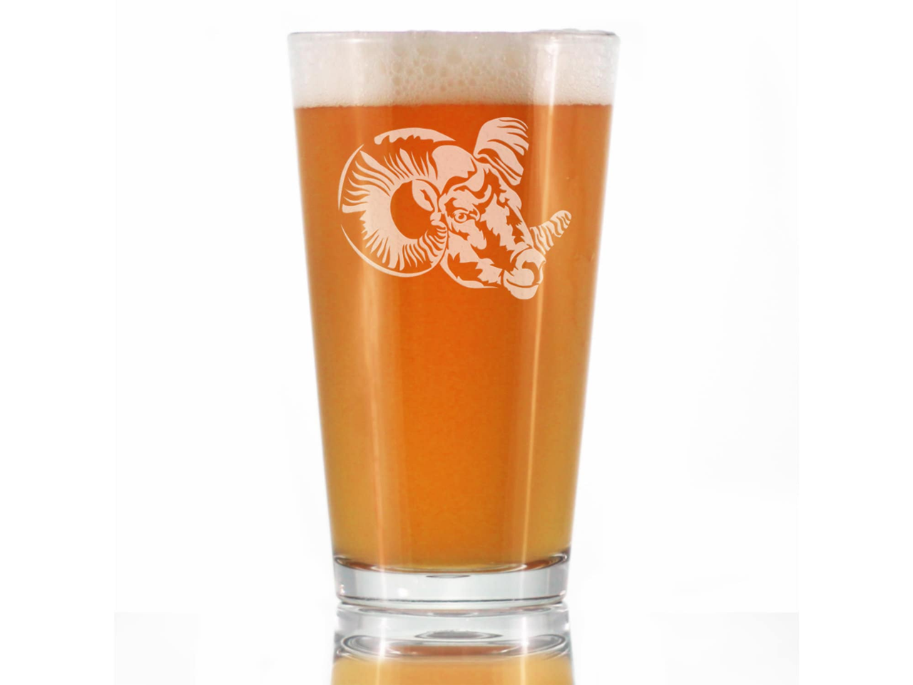 Ram Face Pint Glass for Beer - Bighorn Sheep Gifts and Decor