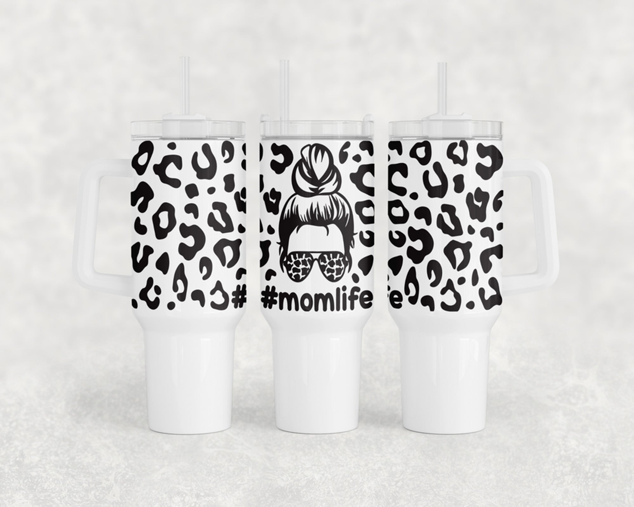 Mom Life Leopard Print 40oz Tumbler