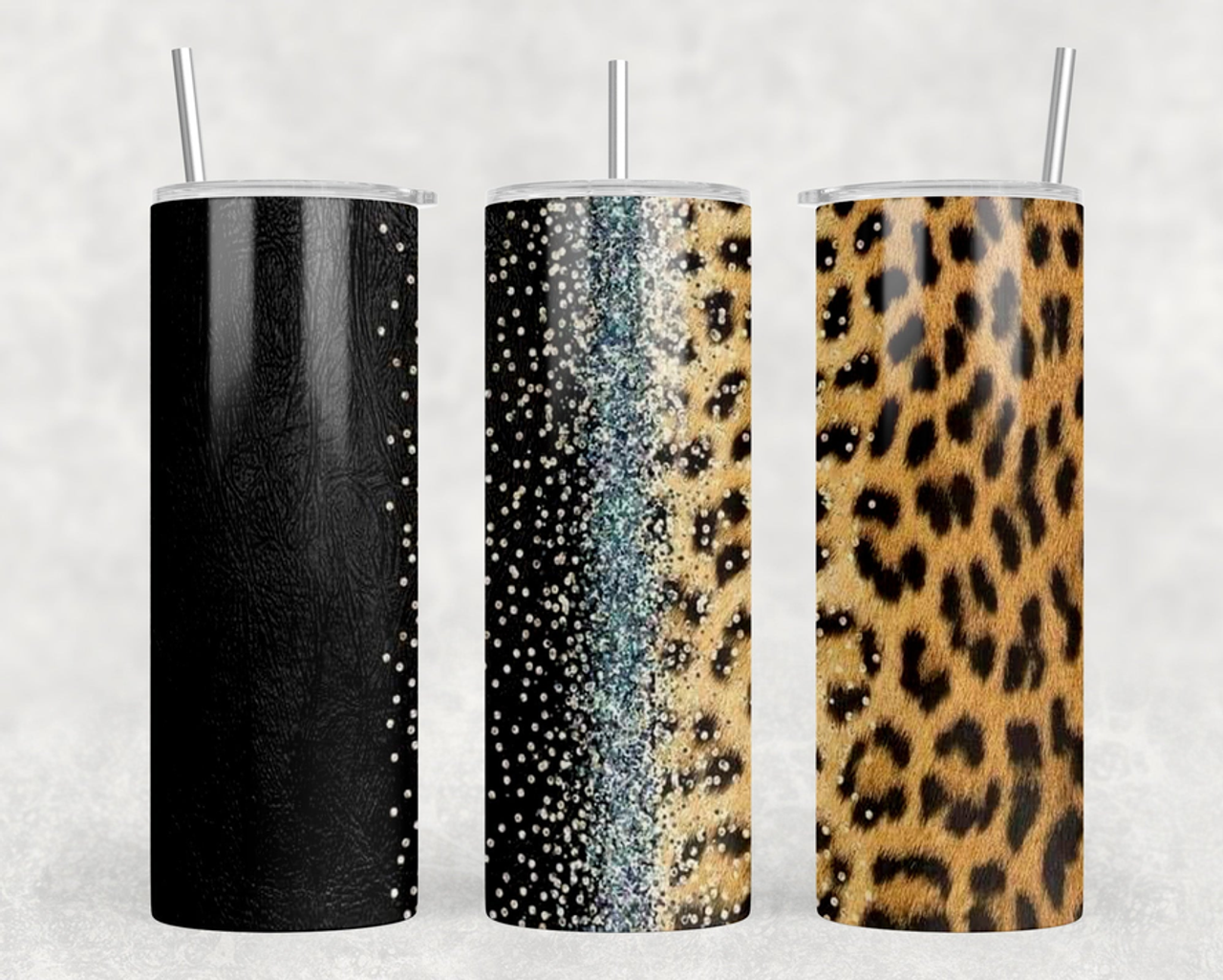 Leopard Print faux leather|Skinny Tumbler|Optional Bluetooth Speaker| Speaker Color Varies