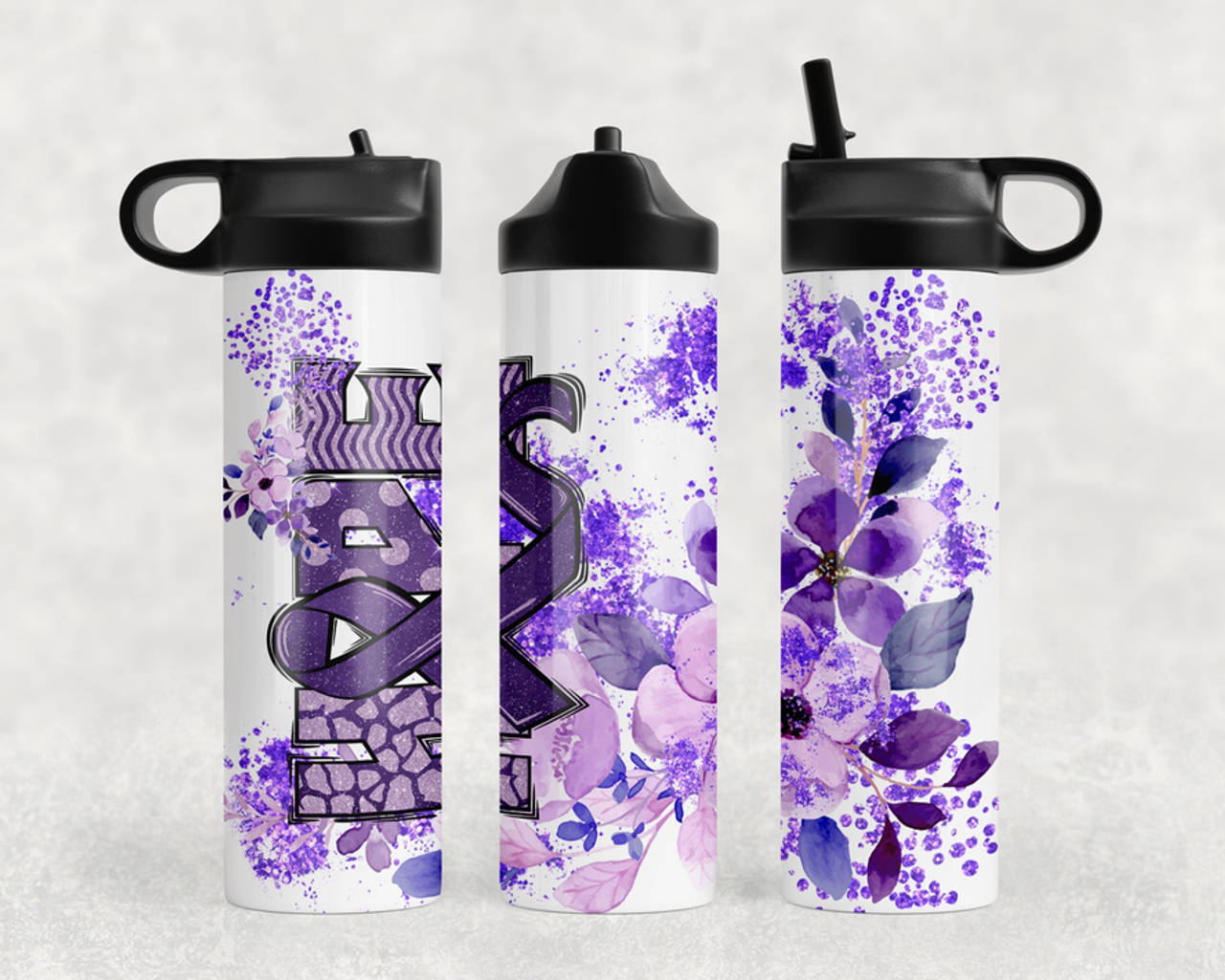 Purple Ribbon Hope Steel Water Bottle
