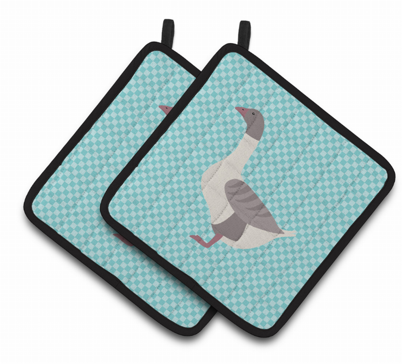 Buff Grey Back Goose Bird on Pair of Pot Holders