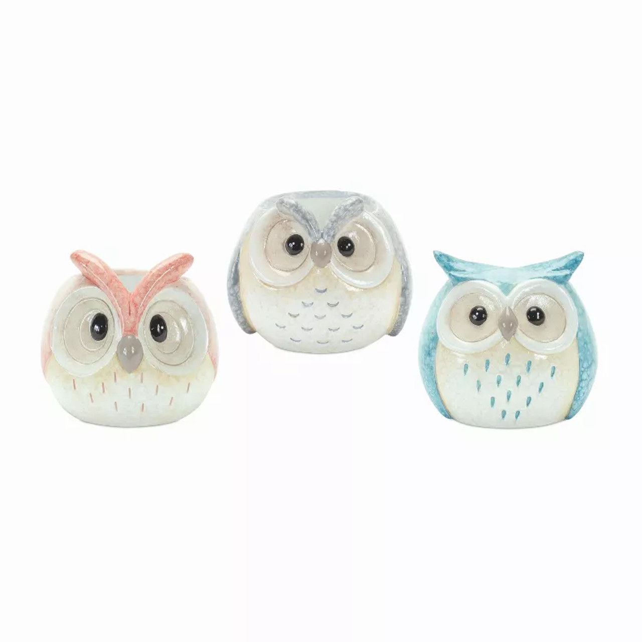 Owl (Set of 3) 3.75"H, 4"H, 4.25"H Terra Cotta