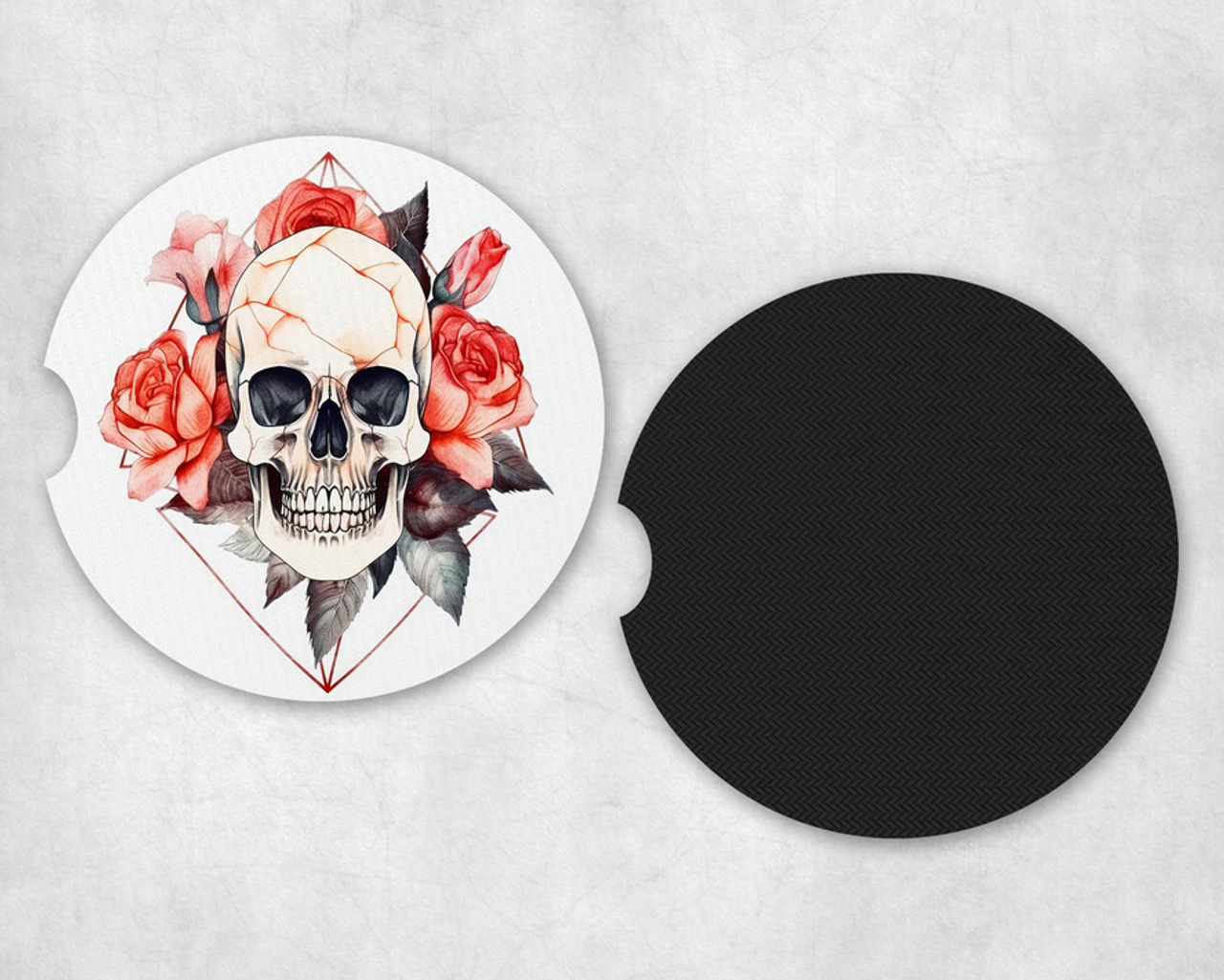 Skull Neoprene Car Coaster Set