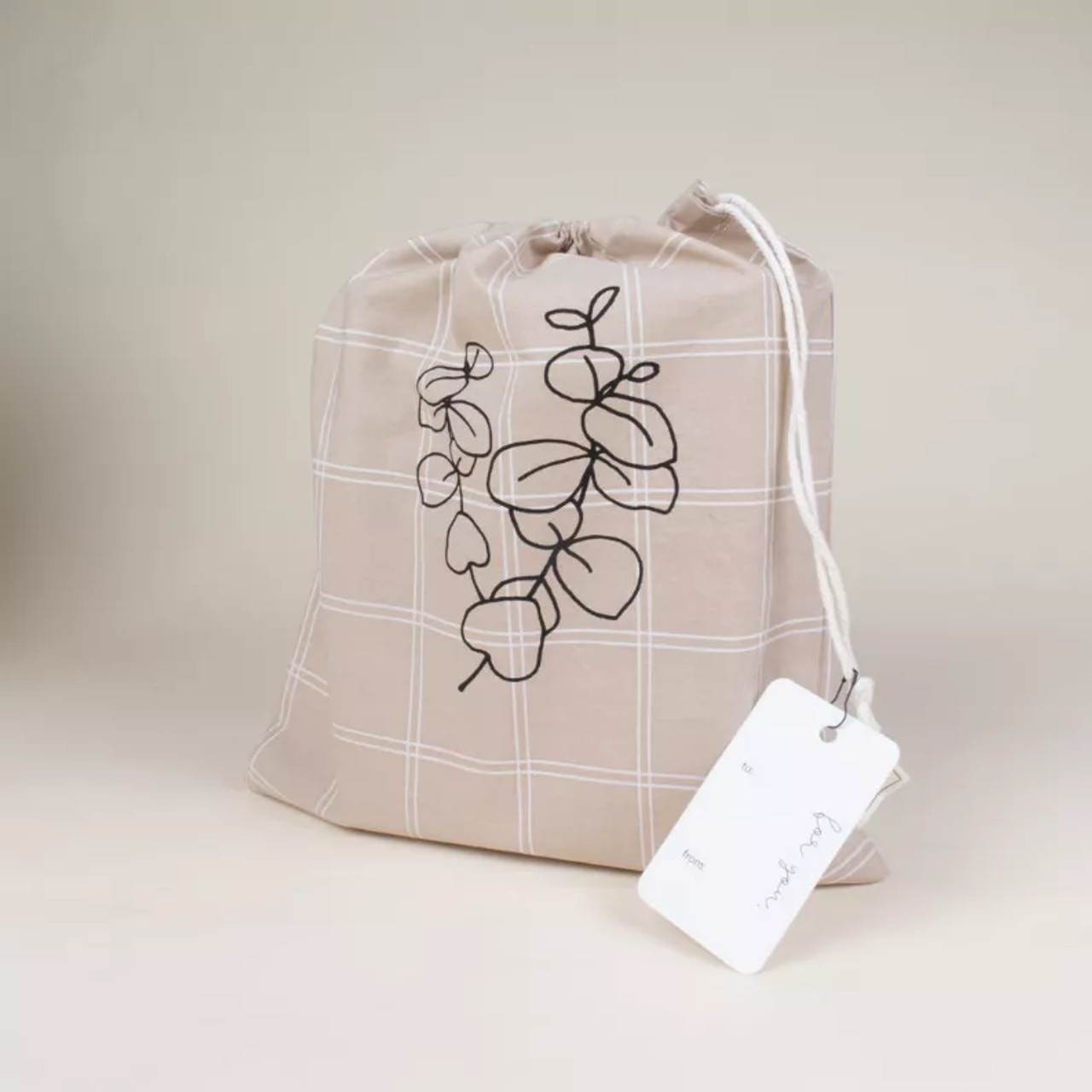 Tan Plaid - Reusable Cloth Gift Bag - 1927059