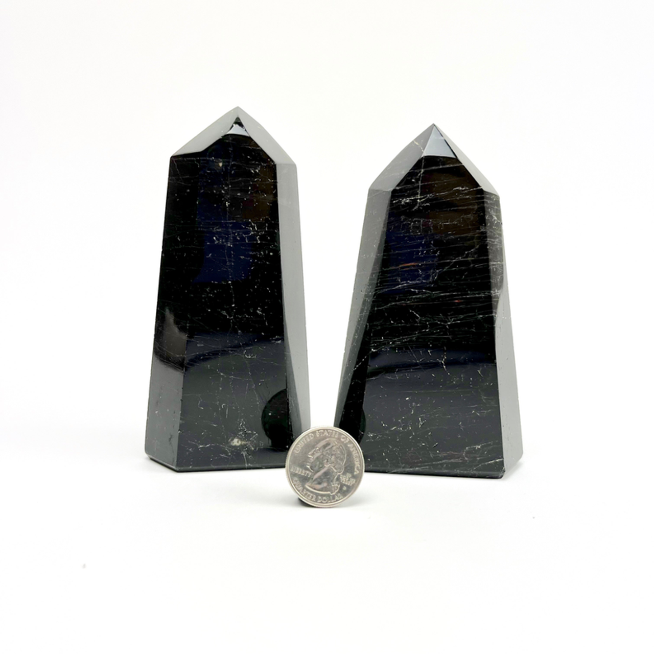 Black Tourmaline w/ Hematite Waves | Polished Point | Brazil