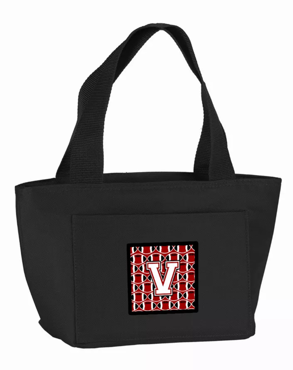 Letter V Football Cardinal and White Lunch Bag