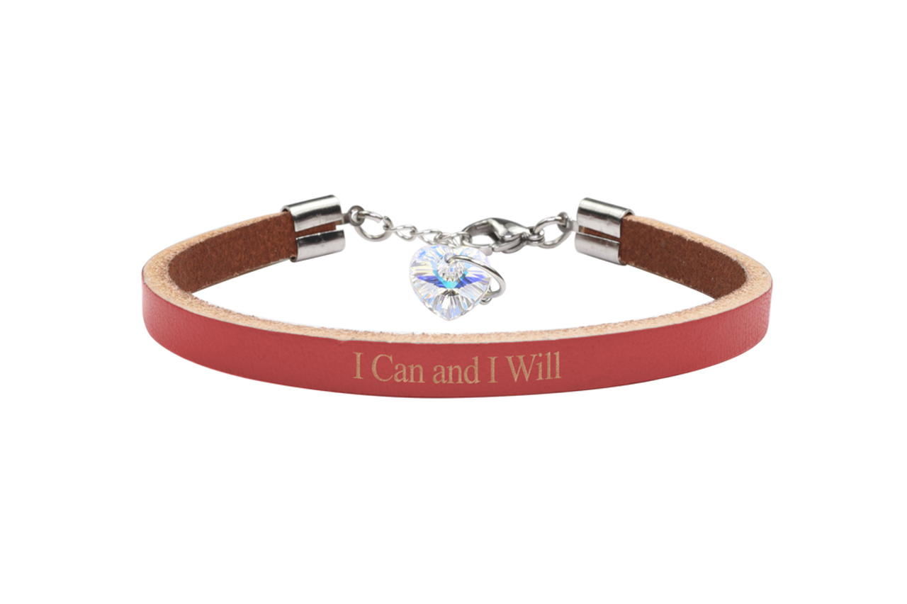 Genuine Leather Inspirational Bracelets With Austrian Crystal - S001536B002521P000334V037