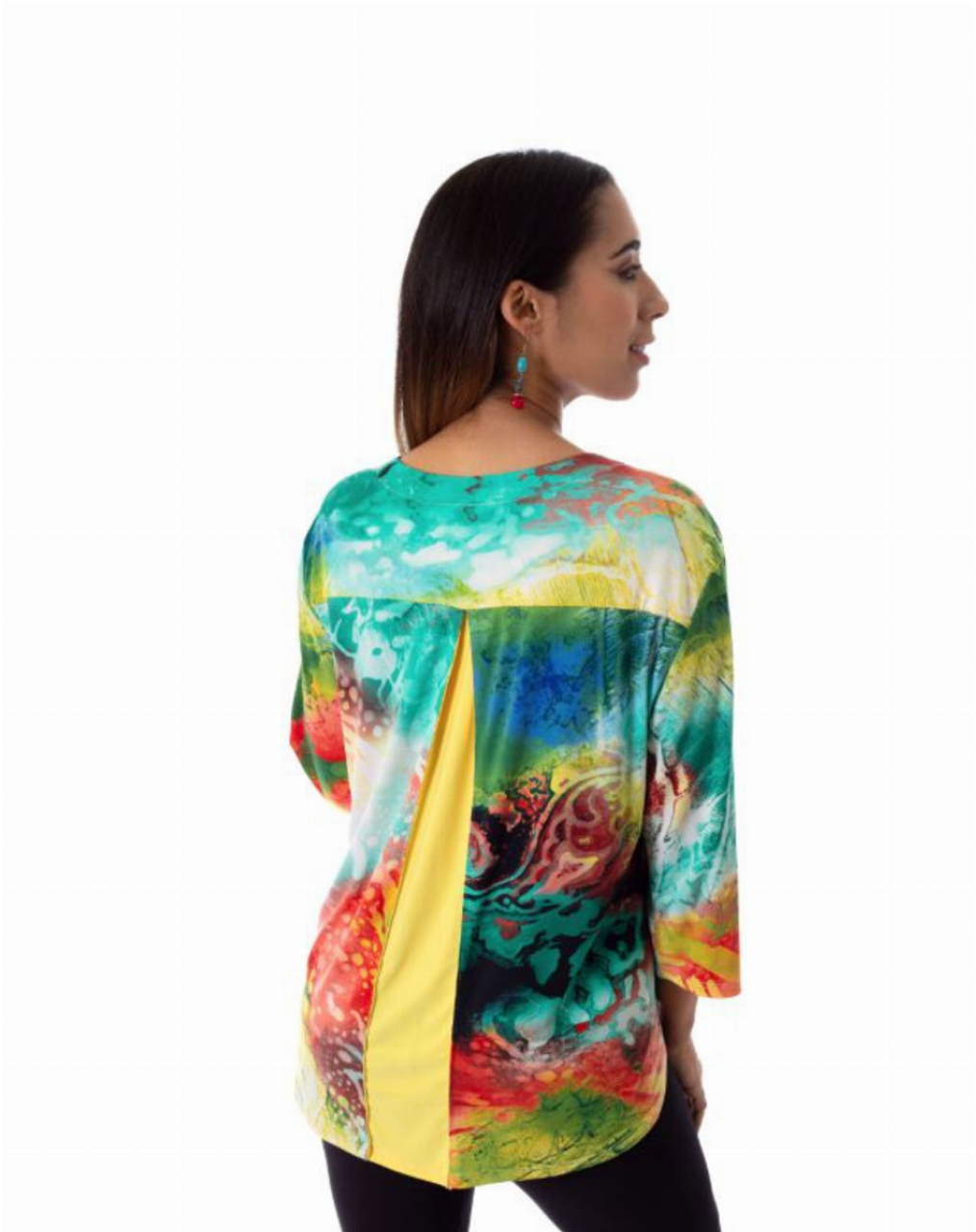 Zipper Front V Neck With Solid Color Combo Back Tunic - S001372B002006P000128V011 Zipper Front V Neck With Solid Color Combo Back Tunic - S001372B002006P000128V011