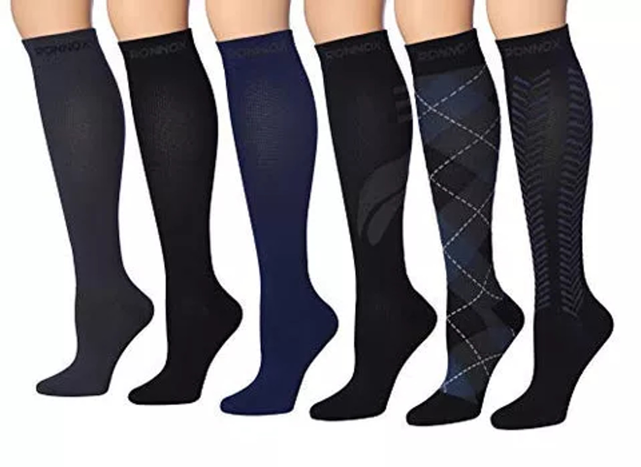 Ronnox Compression Socks for Men & Women Colorful Patterned Knee High Socks (16-20 mmHg / 12-14 mmHg) 6-Pairs - S001910B002302P000004V010