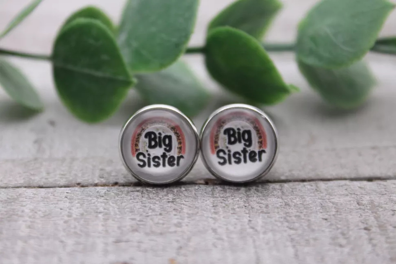 Big Sister | Glass Stud Earrings | Hypoallergenic Big Sister | Glass Stud Earrings | Hypoallergenic