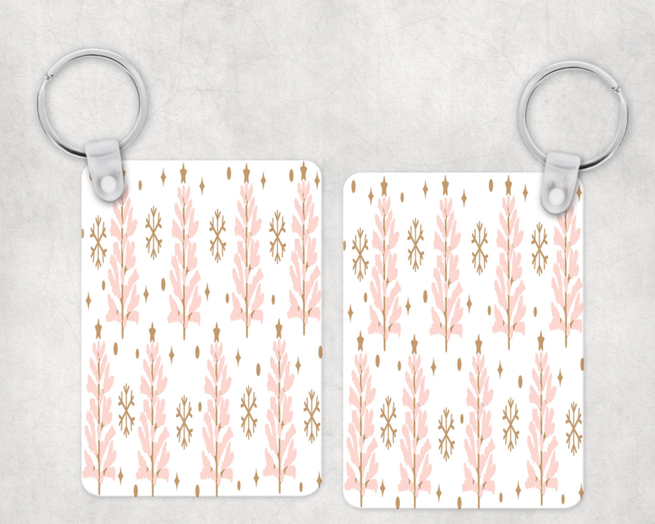 Pink Christmas Trees Keychain