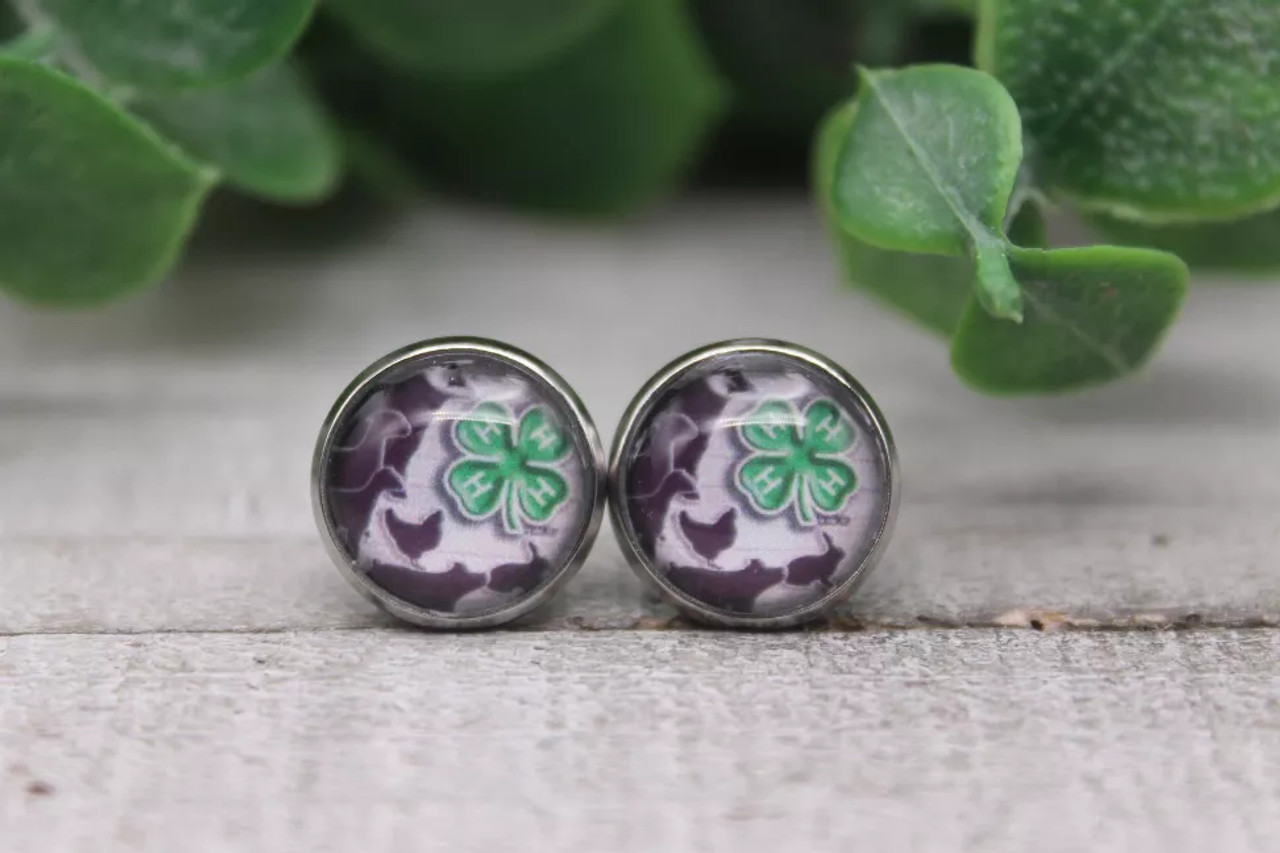4-H Animals  Glass Stud Earrings