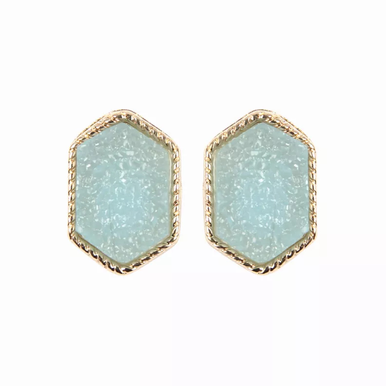 Druzy Hexagon Post Stud Earrings ( VARIETY OF COLORS AVAILABLE ) By DOBBI - S001260B001845P000548V832 Druzy Hexagon Post Stud Earrings ( VARIETY OF COLORS AVAILABLE ) By DOBBI - S001260B001845P000548V832