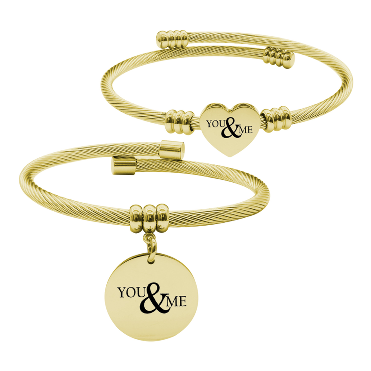 14k Gold Plated Inspirational Cable Bracelet Set By Pink Box - S001536B002521P000003V084
