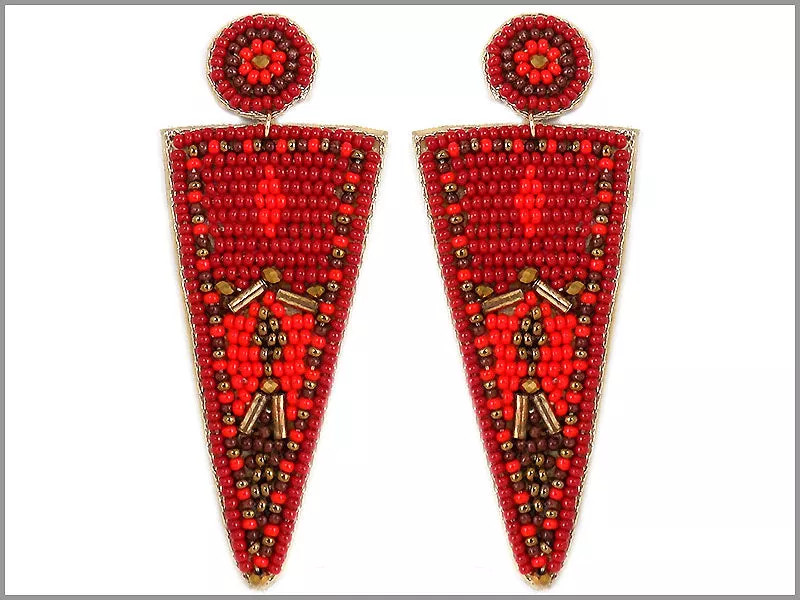 Colorful Triangle beaded Drop Dangling Earrings ( Variety colors available ) By DOBBI - S001260B001845P000548V340