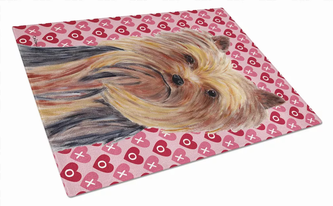 Valentine's Day Dog Print Glass Cutting Board Large - S000213B001695P022229V017