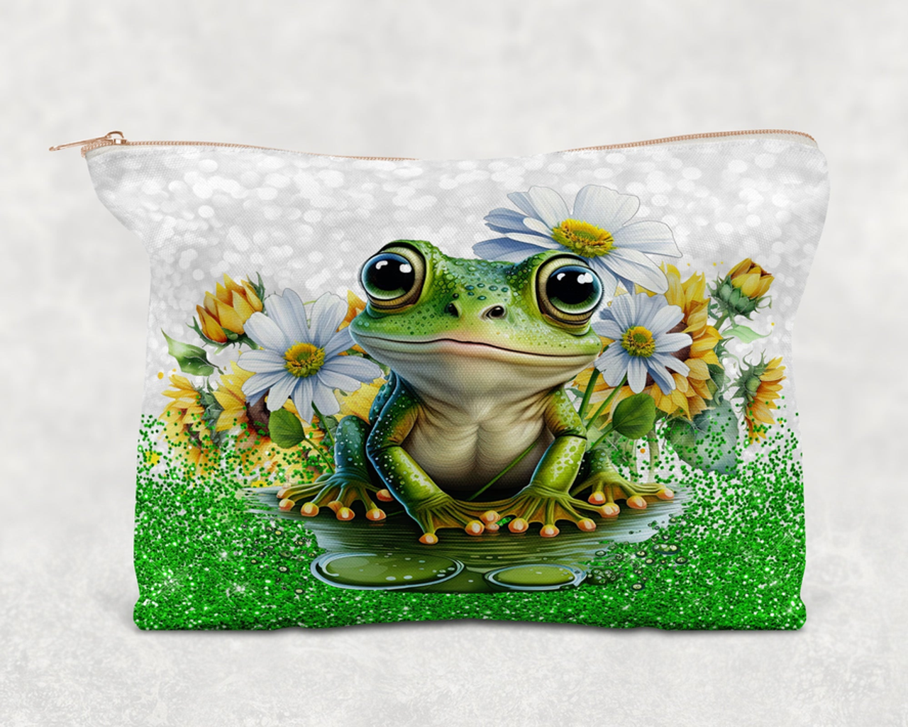 Frog  Printed Canvas Zipper Bag
