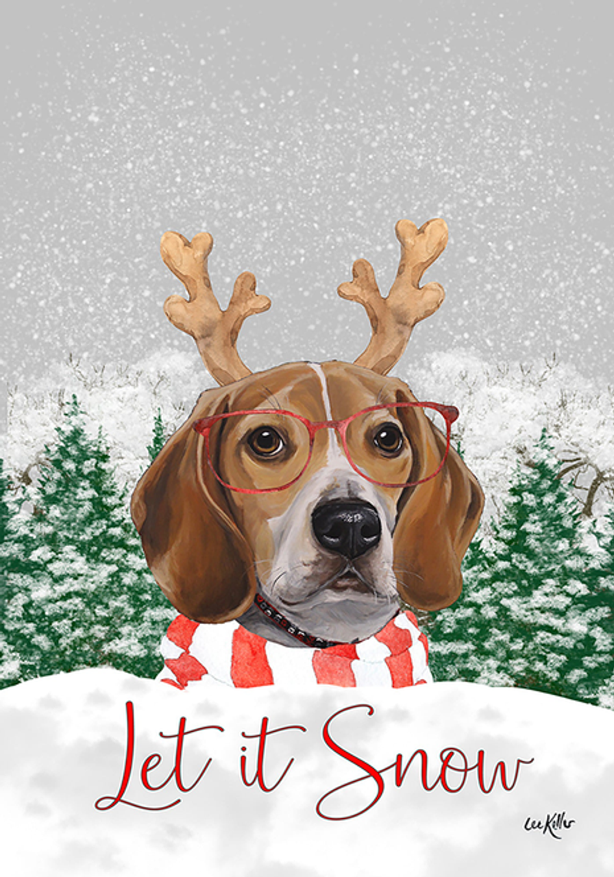 Beagle - Hippie Hound Studios Christmas  House and Garden Flags