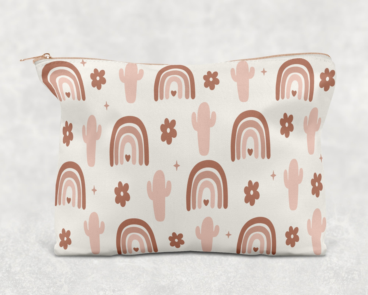 Rainbows and Cactus  Printed Canvas Zipper Bag