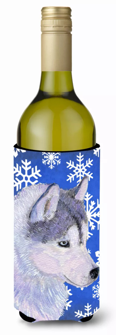 Winter Snowflakes Design with Dog Wine Bottle Hugger - S000213B001695P032654V000