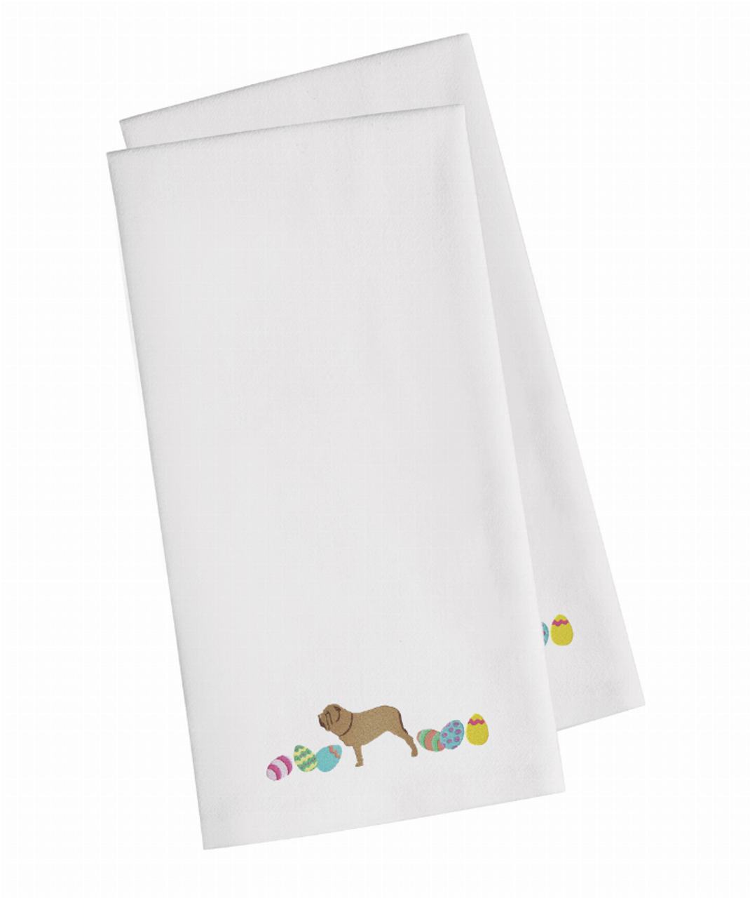Easter Dog Design Embroidered Kitchen Towel Set of 2 - CK1664WHTWE