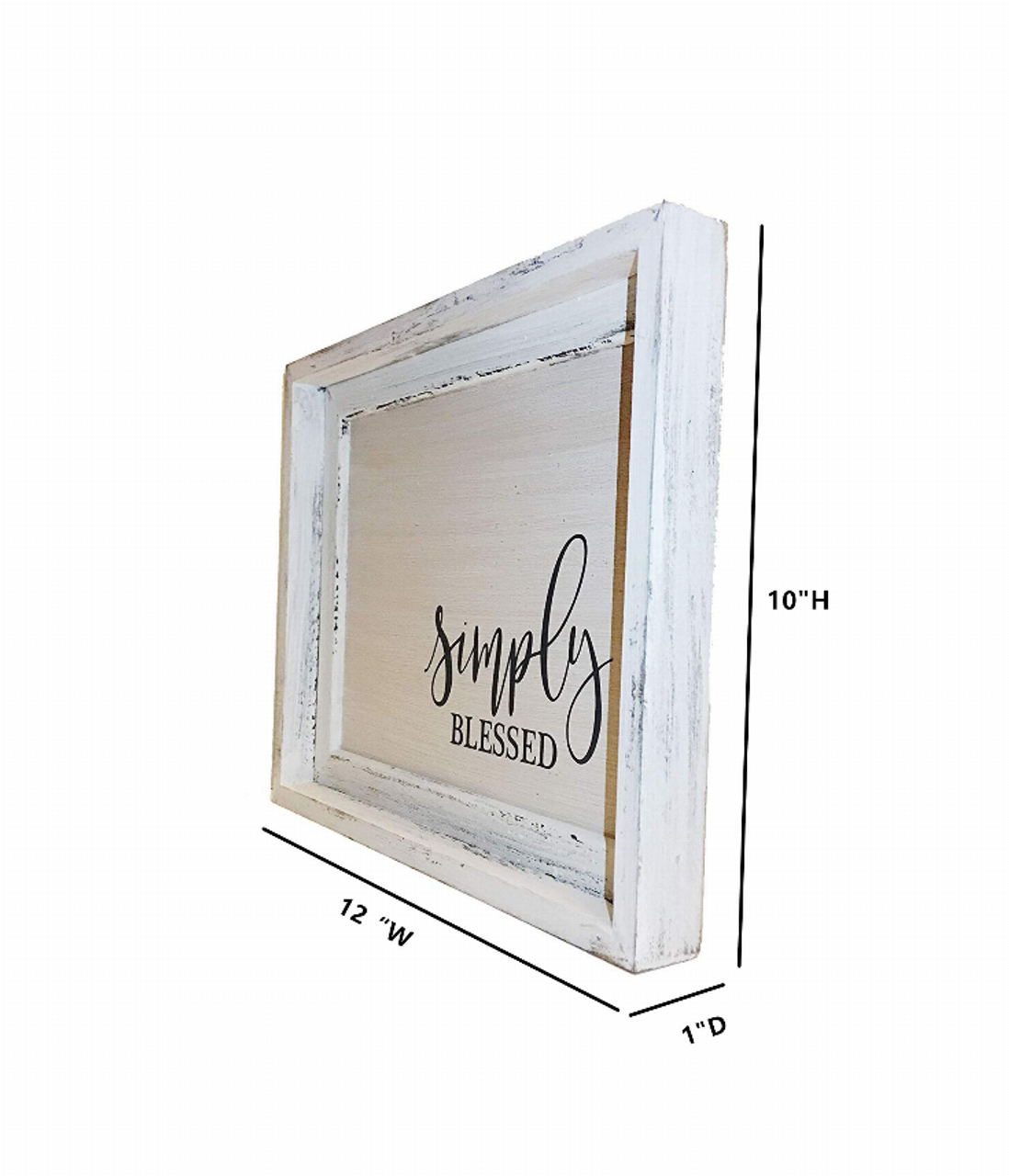 Simply Blessed Wood Wall Framed Sign White Wood Wall Decor