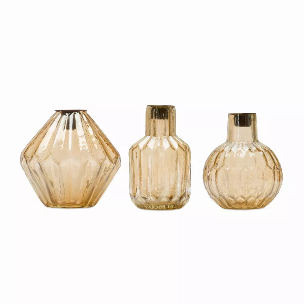 Candle Holder (Set of 3) 5"H, 5"H, 5.25"H Glass