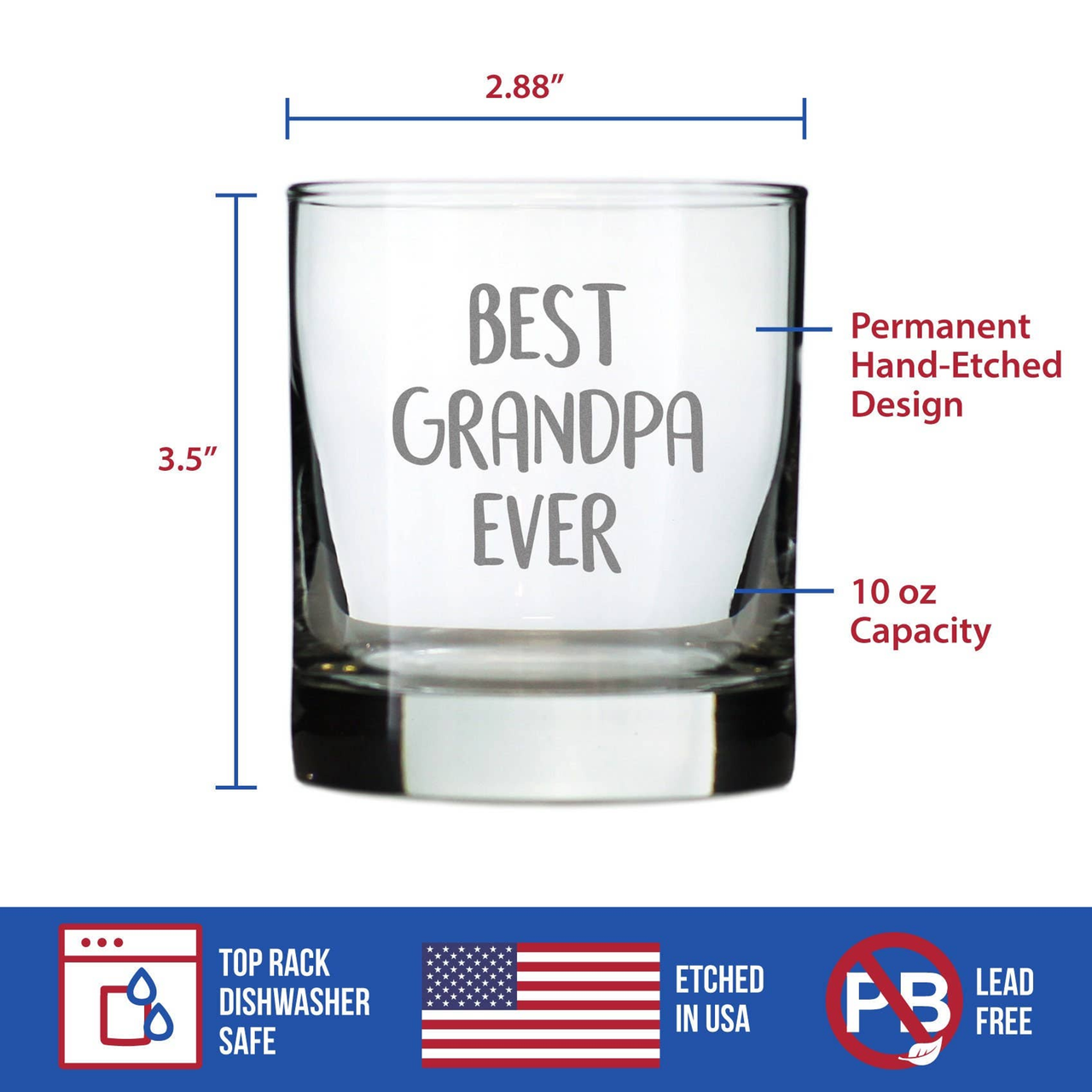 Best Grandpa Ever Whiskey Rocks Glass - Father's Day Gifts