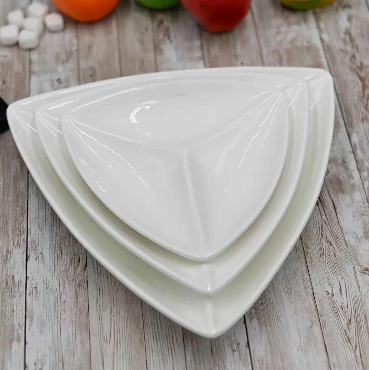 [ Set of 3 ] DIVIDED TRIANGULAR DISH 9.5" | 24 CM