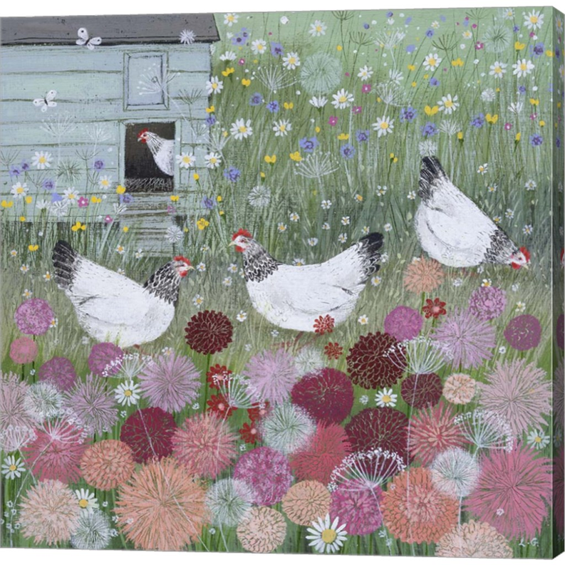 Chickens in a Summer Garden by Lucy Grossmith, Canvas Art