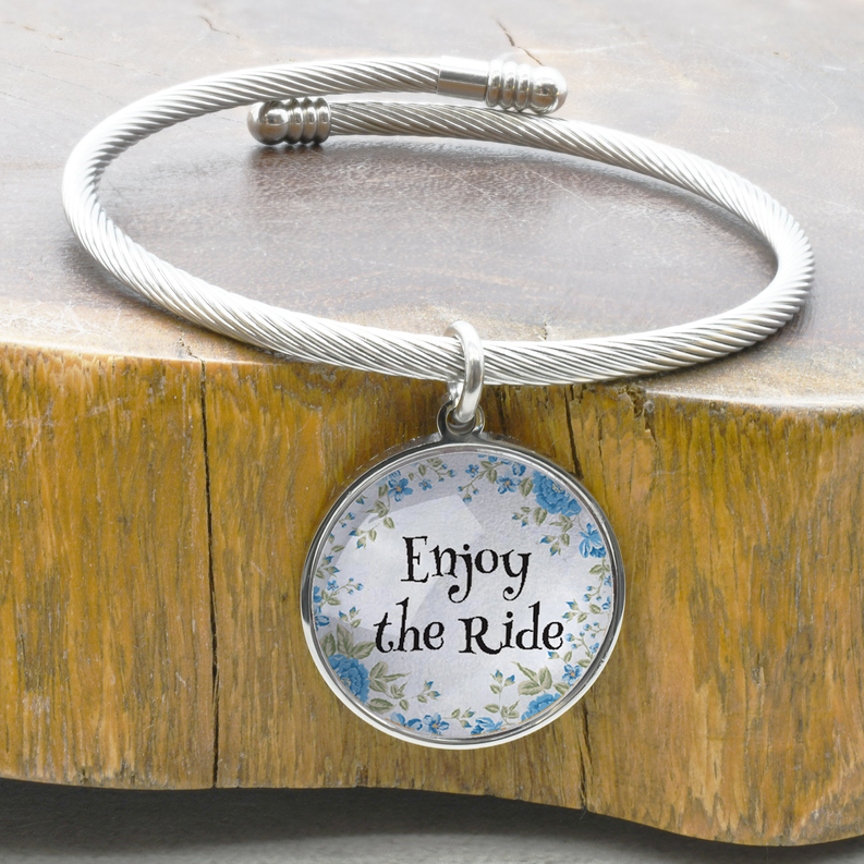 Pink Box Floral Inspirational Cabochon Cable Bracelets - PinkBox3-1694