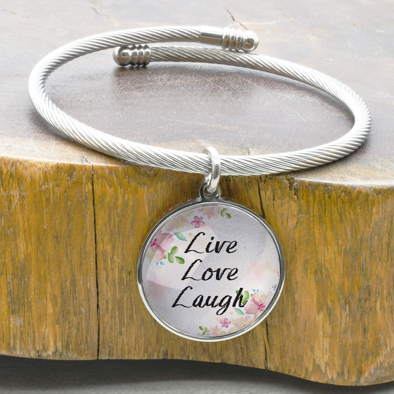 Pink Box Floral Inspirational Cabochon Cable Bracelets - PinkBox3-1709
