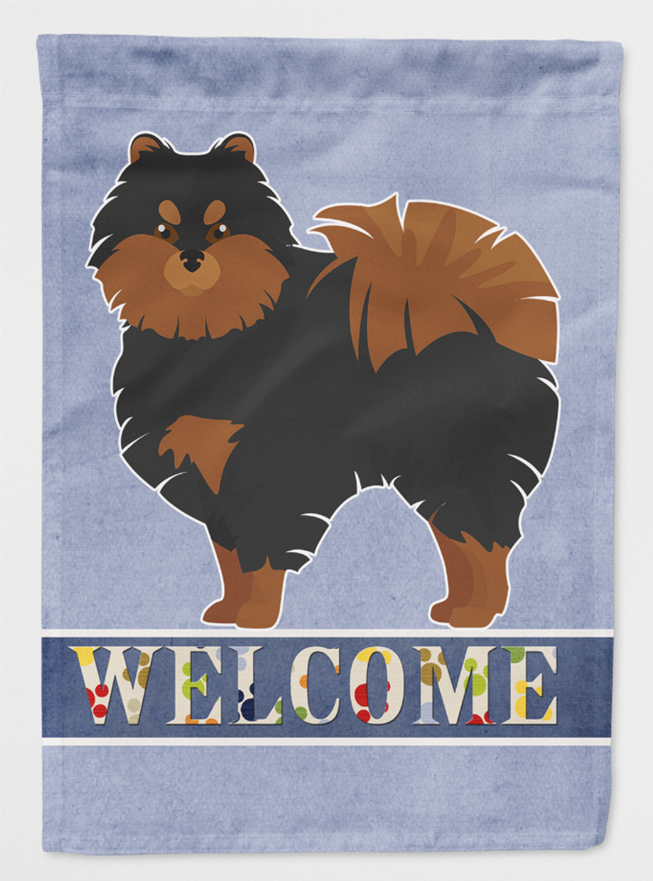 Pomeranian Welcome Flag Canvas House Size