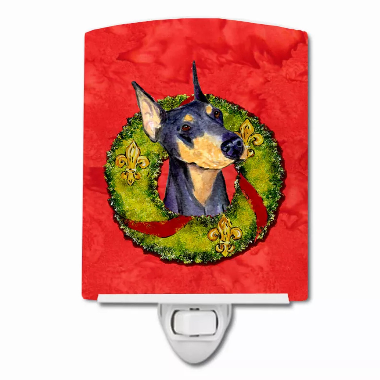 Christmas Wreath Dog Art Ceramic Night Light - S000213B001695P104702V000