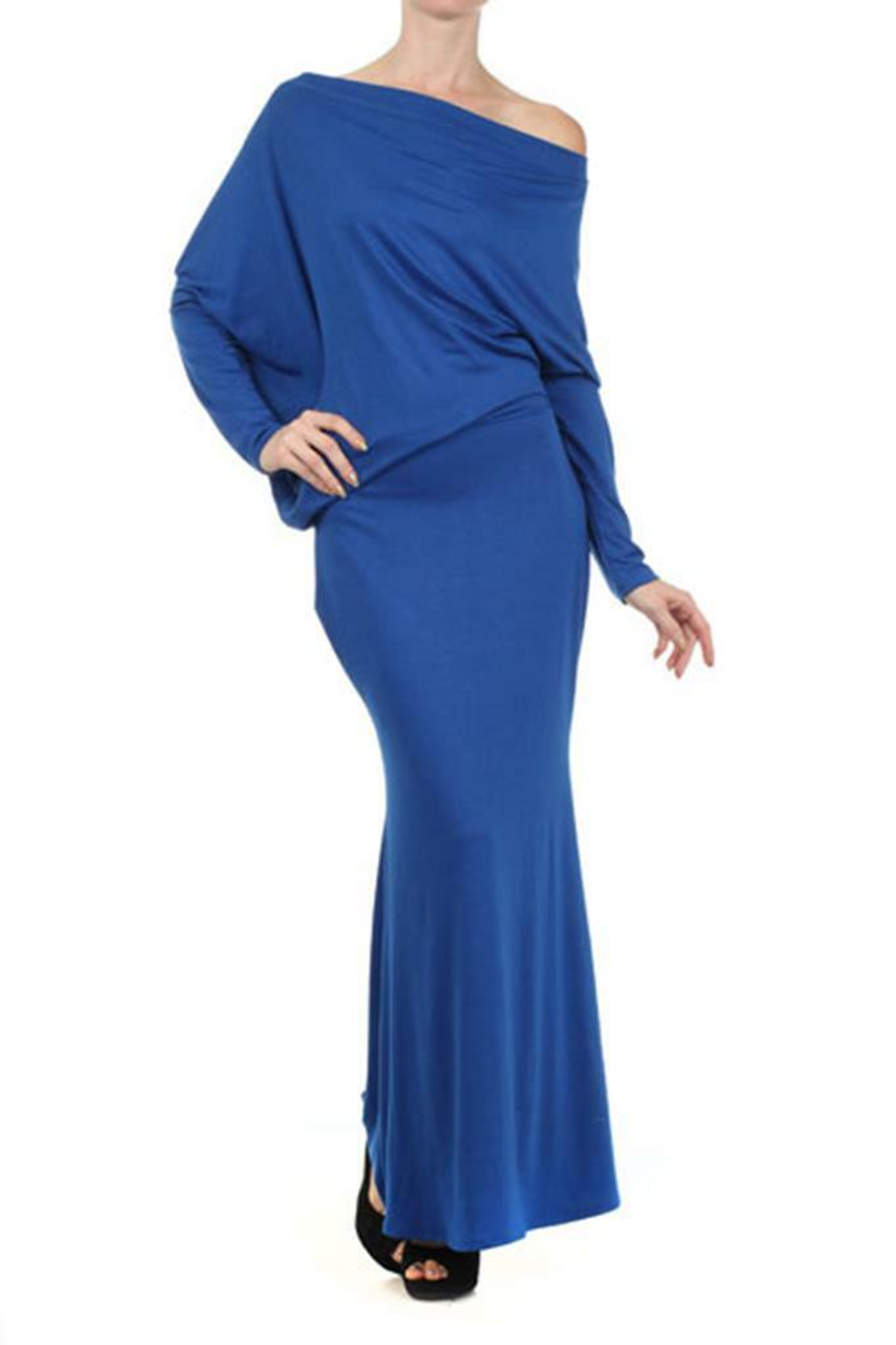 SHORT SLEEVES DOLMAN DRESS BLUE