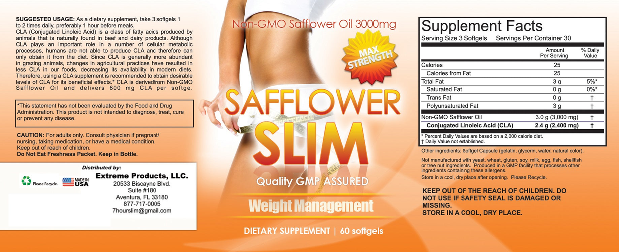 Safflower Slim Weight Loss Softgels (60 capsules)