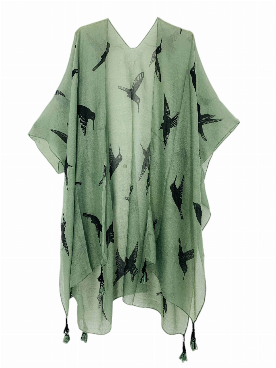 Flying Bird Tassels Trim Kimono