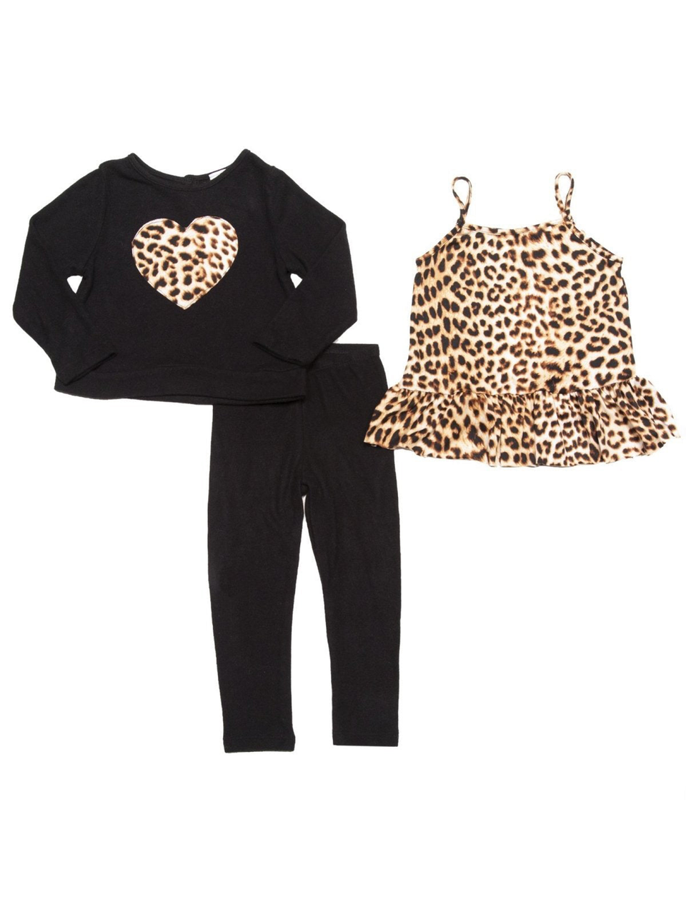 Leo Heart Sweatshirt with Ruffled Cami and Leggings Set - L3A02316AB18M