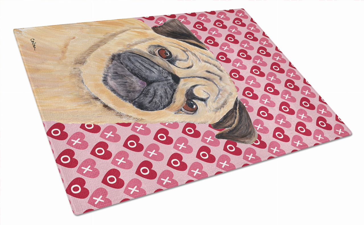 Valentine's Day Dog Print Glass Cutting Board Large - S000213B001695P022172V019