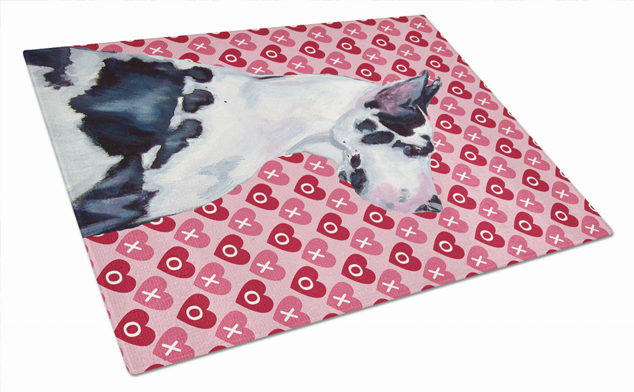 Valentine's Day Dog Print Glass Cutting Board Large - S000213B001695P022172V023