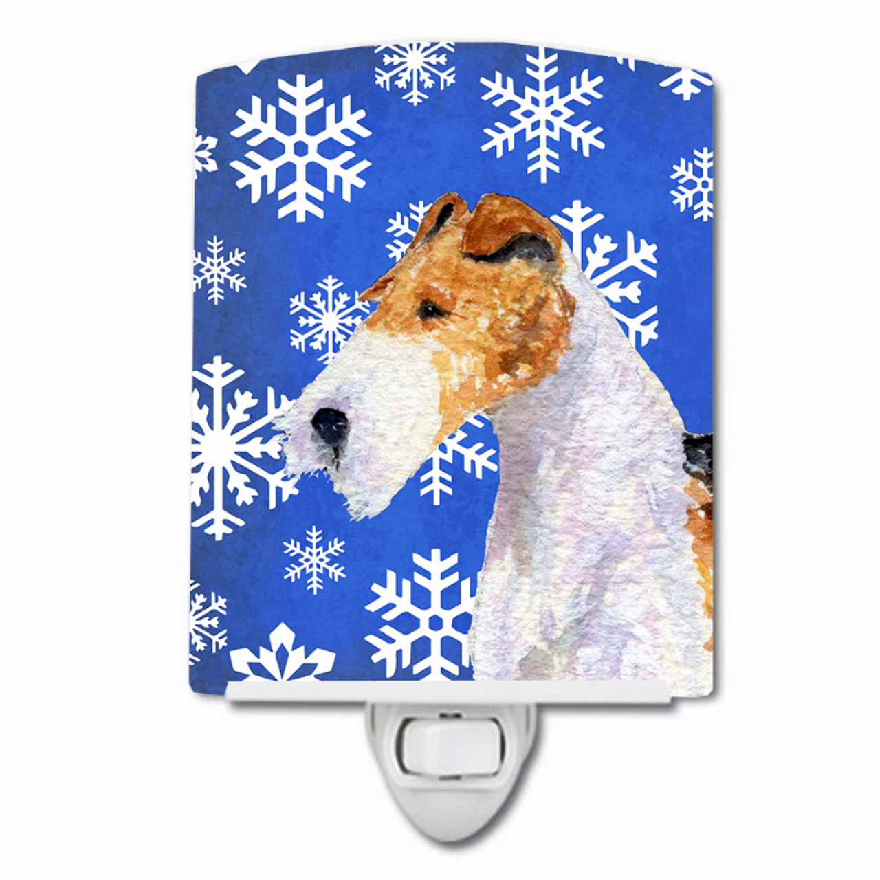 Snowflakes Holiday Dog Art Ceramic Night Light - SS4616CNL