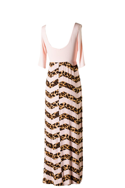 Chevron Pattern Animal Print Maxi Dress