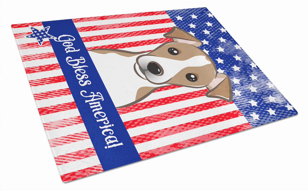 American Flag Dog Print Glass Cutting Board Large - S000213B001695P040589V048