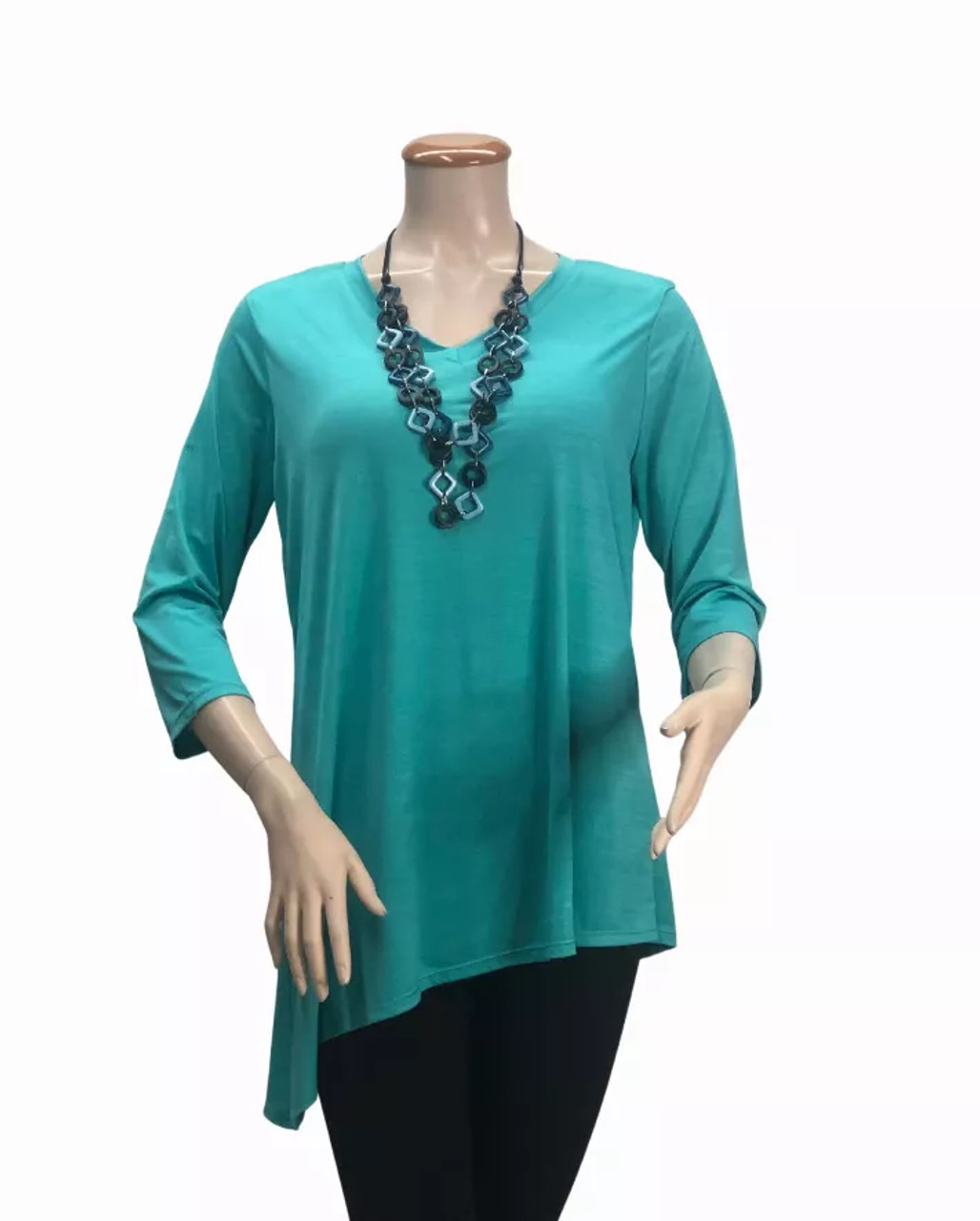 V - Neck Asymmetrical 3/4 Sleeve Tunic Top - S001372B002006P000095V044 V - Neck Asymmetrical 3/4 Sleeve Tunic Top - S001372B002006P000095V044